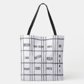 Canvas tas zwart/wit, geen vlees (Achterkant)