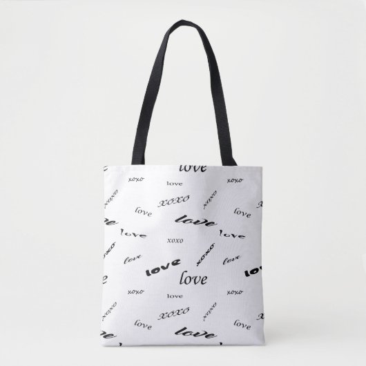 Canvas tas zwart-wit Xoxo en Love Pattern (Voorkant)