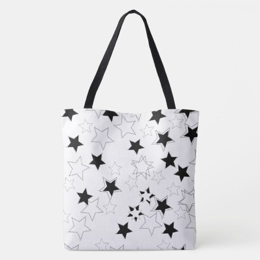 Canvas tas zwarte en witte sterren (Achterkant)