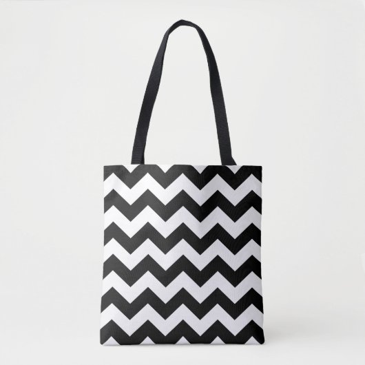 canvas tas - Zwarte en witte zigzag (Voorkant)