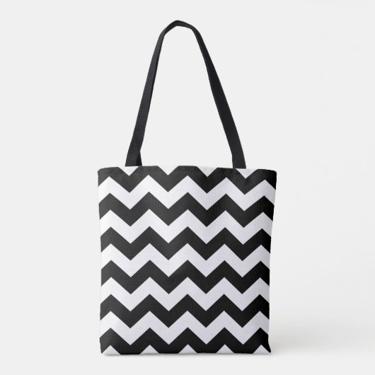 canvas tas - Zwarte en witte zigzag (Achterkant)