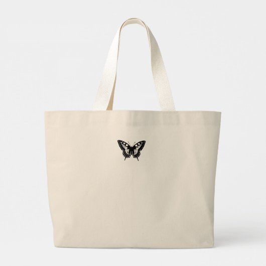 Canvas tas ZWARTE LACE CUSTOM INITIAAL EN BUTTERFL (Achterkant)