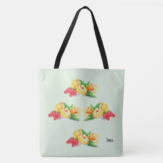 Canvas tassen: Japanse pruimen met aardbeien Tote Bag (Voorkant)