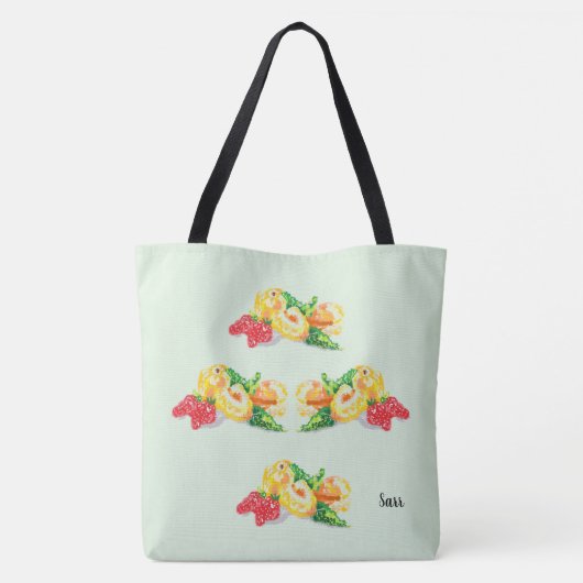 Canvas tassen: Japanse pruimen met aardbeien Tote Bag (Achterkant)