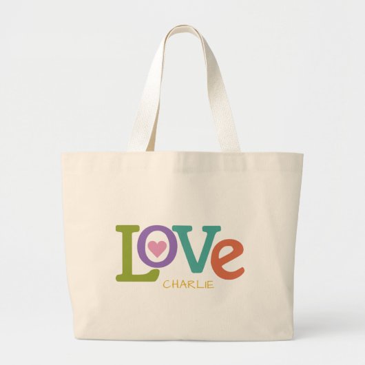 Canvas tassen met de aangepaste naam Colorful Love (Voorkant)