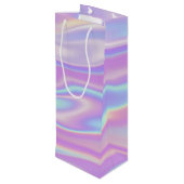 Canvas tassen met delicate holografische golven wijn cadeautas (Achterkant Gekanteld)
