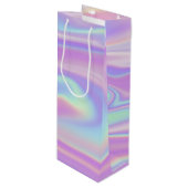 Canvas tassen met delicate holografische golven wijn cadeautas (Voorkant Gekanteld)