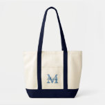 Canvas tassen met persoonlijke naam monogram met z<br><div class="desc">Gepersonaliseerde naam monogram canvas tassen met zakken. Blauw en witte kleur. Elegant logo ontwerp met monogrammed letter initialen. Een cadeauidee voor bruid,  bloemmeisjes,  eermeisje,  bruid en bruidsmeisje op bruiloften,  vrijgezellenfeest of bachelorette. Stijlvolle scripttypografie.</div>