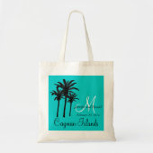 Canvas tassen op de bestemming Palm Trees Aqua (Voorkant)