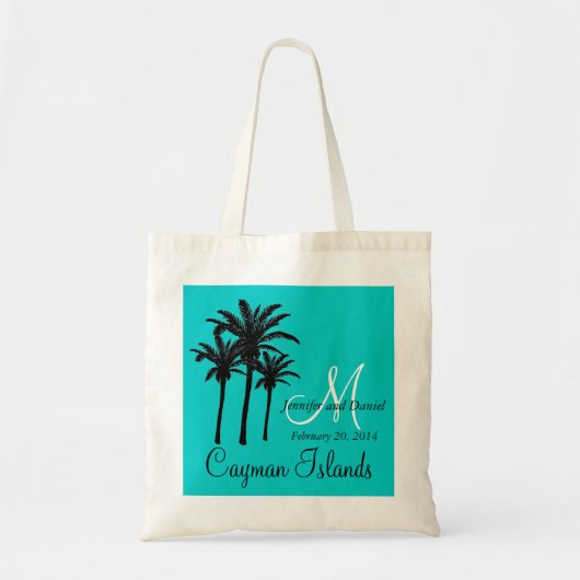 Canvas tassen op de bestemming Palm Trees Aqua (Voorkant)