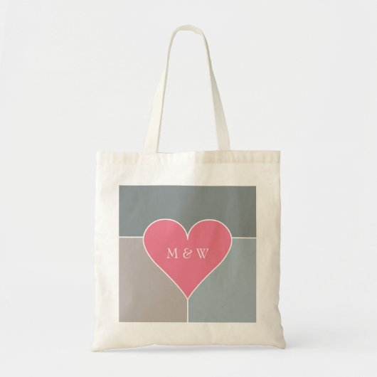 Canvas tassen voor aangepaste monogram hartpatroon (Voorkant)