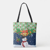 Canvas tassen voor kerstvrouwen, Snowman (Achterkant)