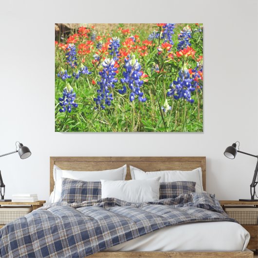 Canvas Texas Wildbloemen Blauwbonetten Paintbrushe (Insitu (Slaapkamer))