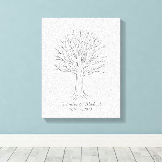Canvas Thumbprint Tree Gastenboek Afdruk (Insitu (Houten vloer))