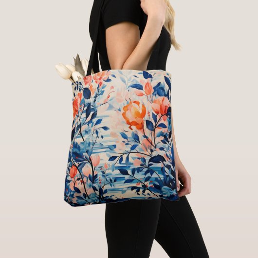 Canvas van bloemen in volle bloei Waterverf Tote Bag (Dichtbij)
