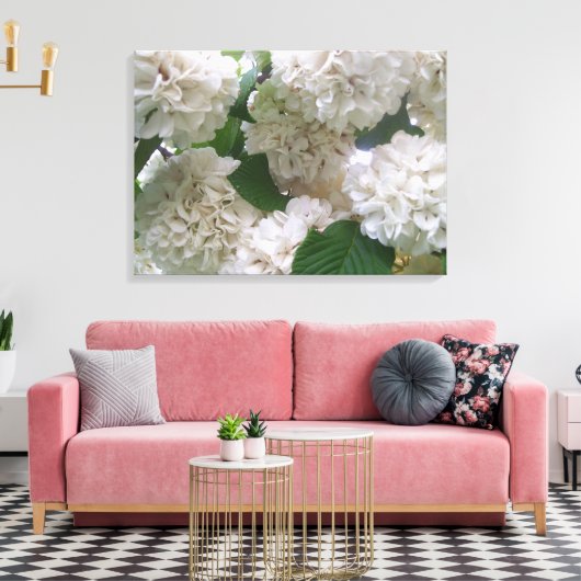 Canvas - Verpakt - Witte Hydrangeas l (Insitu (Woonkamer))