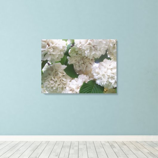 Canvas - Verpakt - Witte Hydrangeas l (Insitu (Houten vloer))