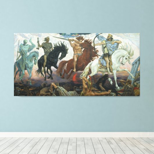 Canvas Vier ruiters van Apocalyps Viktor Vasnetso Afdruk (Insitu (Houten vloer))