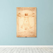 Canvas Vitruvian Man door Leonardo da Vinci Afdruk (Insitu (Houten vloer))