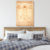 Canvas Vitruvian Man van Leonardo da Vinci (Insitu (Slaapkamer))