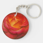 Canvas Vlammende Rode Roos Sleutelhanger (Achterkant)