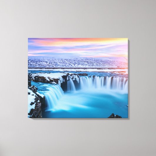 Canvas Wall Art-Waterfall-IJsland Afdruk (Voorkant)