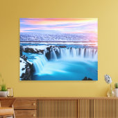 Canvas Wall Art-Waterfall-IJsland Afdruk (Insitu (Woonkamer))