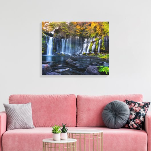 Canvas Wall Art-Waterfall Japan Afdruk (Insitu (Woonkamer))
