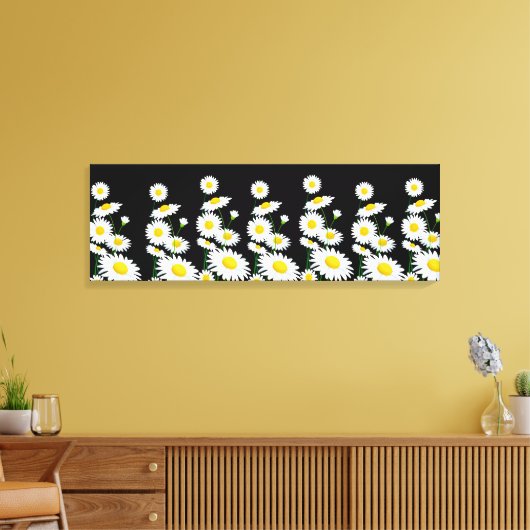 Canvas Wall Art-White Daisies Afdruk (Insitu (Woonkamer))