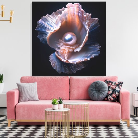 Canvas Wall Art with Shell and Pearl (Insitu (Woonkamer))