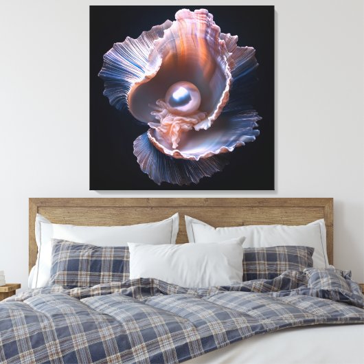Canvas Wall Art with Shell and Pearl (Insitu (Slaapkamer))
