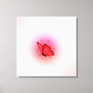 Canvas wand schildering vlinder in rode kleur afdruk