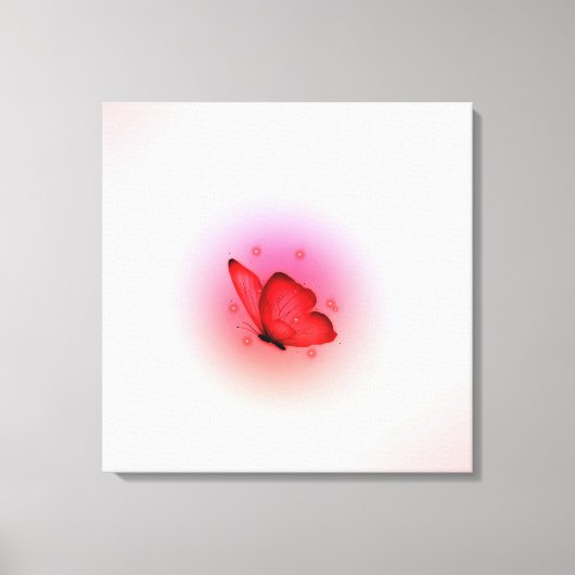 Canvas wand schildering vlinder in rode kleur afdruk (Voorkant)