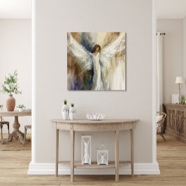 Canvas wandkunst afdruk abstracte engel in neutral