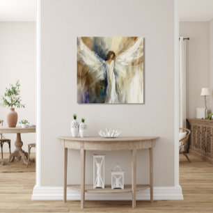 Canvas wandkunst afdruk abstracte engel in neutral