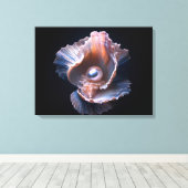 Canvas wandkunst met schelp en parel afdruk (Insitu (Houten vloer))