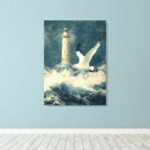 Canvas wandkunst met vuurtoren  afdruk (Insitu (Houten vloer))