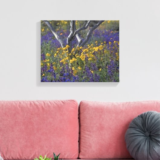 Canvas Waterverf Californië Ojai Lupine & Poppies (Insitu (Woonkamer))