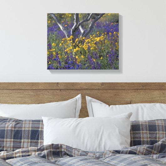 Canvas Waterverf Californië Ojai Lupine & Poppies (Insitu (Slaapkamer))