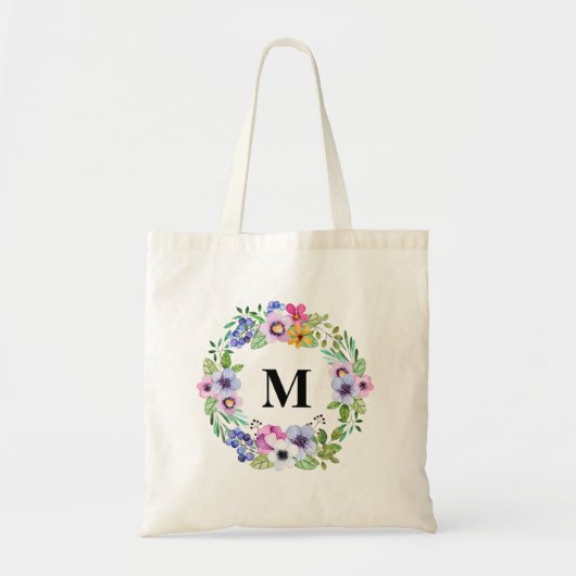 Canvas Waterverf Floral - Persoonlijk welkom Tote Bag (Voorkant)