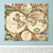 Canvas Wereldkaart 1689 (Insitu (Houten vloer))