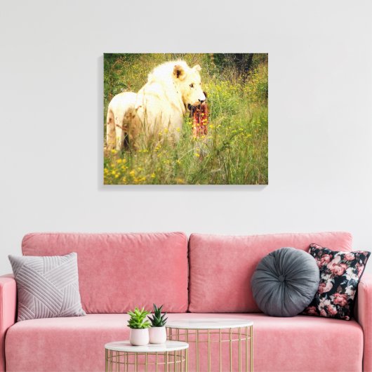Canvas White Lion uit Afrika (Insitu (Woonkamer))