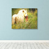 Canvas White Lion uit Afrika (Insitu (Houten vloer))
