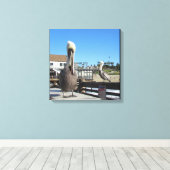 Canvas wikkeling - Pelikanen op pier Afdruk (Insitu (Houten vloer))