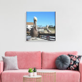 Canvas wikkeling - Pelikanen op pier Afdruk (Insitu (Woonkamer))