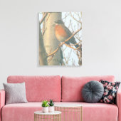 Canvas - Winter Robin Afdruk (Insitu (Woonkamer))
