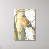 Canvas - Winter Robin op tak Afdruk (Voorkant)