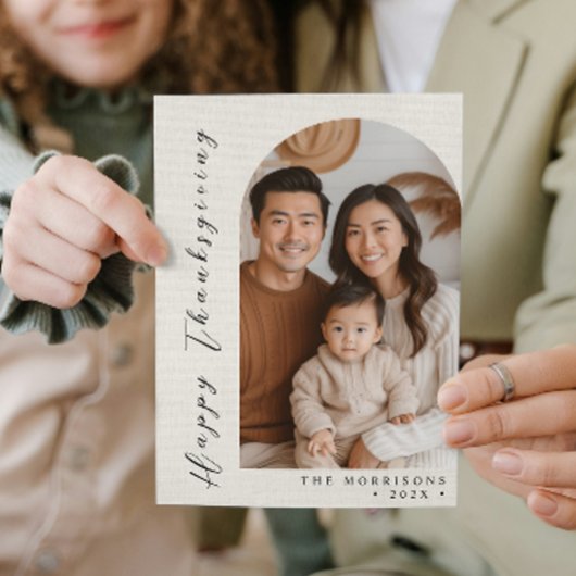 Canvas Wit Aangepaste Foto Gelukkig Thanksgiving Feestdagenkaart