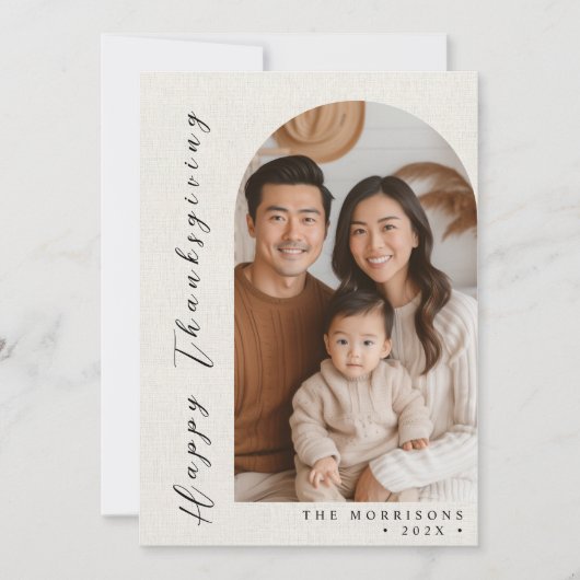 Canvas Wit Aangepaste Foto Gelukkig Thanksgiving Feestdagenkaart (Voorkant)