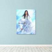 Canvas Witte Buffalo Kalf Vrouw (Insitu (Houten vloer))